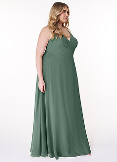 Azazie Davis Bridesmaid Dresses Sea Moss A-Line V-Neck Chiffon Dress image9