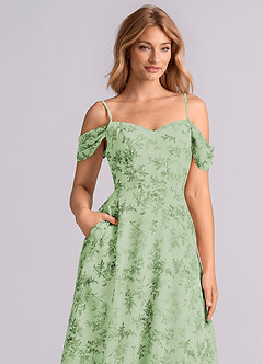 Azazie Marley Bridesmaid Dresses Green Fern Floral A-Line Off the Shoulder Chiffon Convertible Dress image6