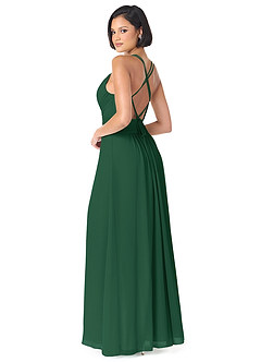 Azazie Farren Vestidos de damas de honor Vestido de Verde Oscuro de Gasa de Corte en A Convertible con Plisado image5