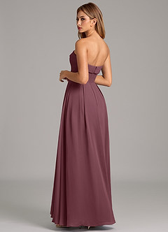 Azazie Lucienne 신부 들러리 드레스 A라인 스트랩리스 쉬폰 바닥 길이 드레스 image2