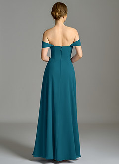 Azazie Oasis Bridesmaid Dresses Ink Blue A-Line with Pockets Chiffon Dress image8