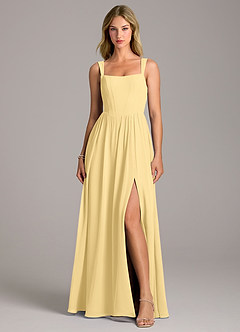 Azazie Rosaline Bridesmaid Dresses Butter A-Line Side Slit Chiffon Dress image4