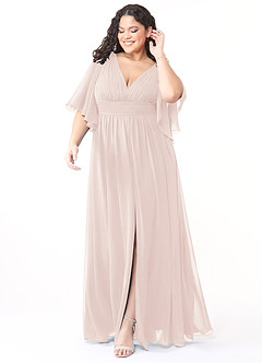 Azazie Temeka Robes de demoiselle d'honneur Robe Trapèze en Mousseline de soie Rayé Rose Pétale image7
