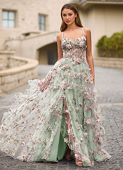 Elara Pink 3D Floral Prom Dress image4