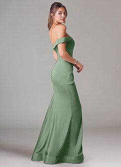 Azazie Everly Vestidos de damas de honor Vestido de Matcha de Satén Elástico de Corte Sirena Convertible con Vestidos sin tirantes image4