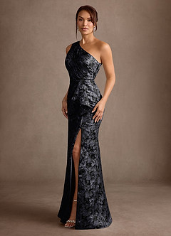 Azazie Victoria Mother of the Bride Dresses Black Mermaid Ruched Jacquard Dress image4