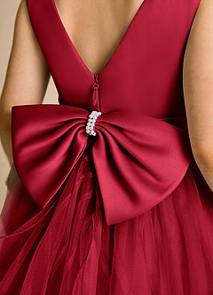 Azazie Pear Flower Girl Dresses Scarlet Ball-Gown Bow Tulle Dress image6