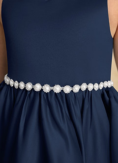 Azazie Julietta Robe Demoiselle D'honneur Fillette Robe Princesse en Tulle Convertible Bleu Marine Foncé image10