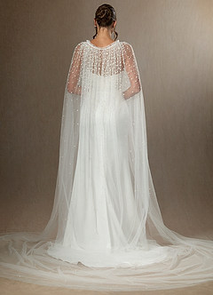 front Mantella in tulle con perle a cascata