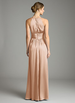 Azazie Bonnie Bridesmaid Dresses English Rose A-Line Pleated Stretch Satin Dress image5