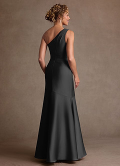 Azazie Haifa Klänningar till brudens mor Klä Sjöjungfru i Stretch Satin Ena axeln Svart image2