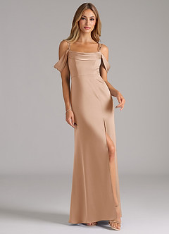 Azazie Callan Bridesmaid Dresses English Rose A-Line Pleated Stretch Satin Convertible Dress image4