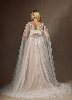Azazie Goddess Hochzeitskleider A-Linie V-Hals Pailletten Tüll Kleid Diamantweiß Nude image14