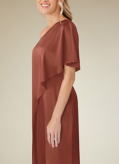 Azazie Hagretta Mother of the Bride Dresses Auburn Jumpsuit/Pantsuit Stretch Satin Dress image7