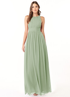 Azazie Luz Bridesmaid Dresses Dusty Sage A-Line Lace Chiffon Dress image1