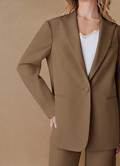 front Amelia Trufa Blazer extragrande de alto rendimiento con tejido refinado
