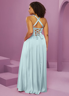 Barbie ♥ Azazie Bridesmaid Dresses Mist A-Line with Pockets Stretch Satin Dress image14