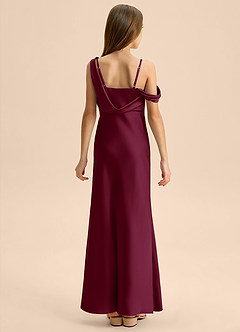 Azazie Madelyn Junior Osłona Zza ramienia Satyna elastyczna Długość podłogi Młodsza druhna Sukienka image2