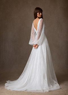 Azazie Gaia Abiti da Sposa Abito A-Line in Perline con Scollo a V Bianco Diamante image2