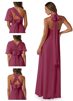 Azazie Fifi Bridesmaid Dresses Mulberry A-Line Strapless Chiffon Convertible Dress image8