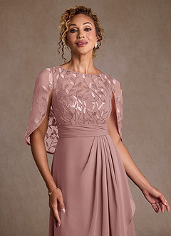 Azazie Beckley vestidos de madre de la novia Vestido de Rosa Polvorienta de Gasa de Corte en A con Encaje image5