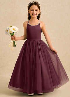 Azazie Aurora Sukienki dla dziewczynek sypiących kwiaty Linia A Ukłon Tiul Długość kostki Sukienka image3