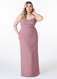 Azazie Mai Bridesmaid Dresses Vintage Mauve Sheath Pleated Chiffon Dress image7