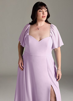 Azazie Chloe At-home Try On Dresses Terracotta A-Line Sweetheart Neckline Chiffon Dress image12