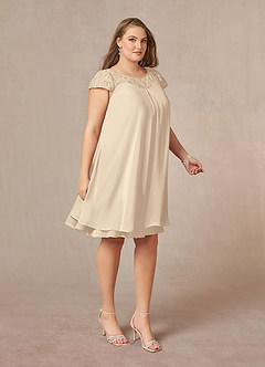 Azazie Tess Mother of the Bride Dresses Champagne Empire Sequins Chiffon Dress image4