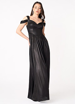 Yara Black Split Shoulder Gown image3