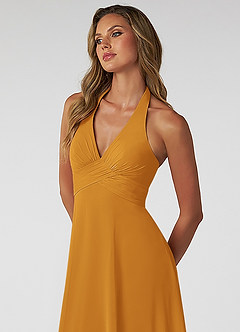 Azazie Tessie Jurken voor bruidsmeisjes Jurk van Chiffon met A-Lijn Geplooid Boterbabbelaar image5