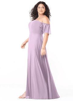 Azazie Sue Bridesmaid Dresses Frosted Lilac A-Line Off the Shoulder Chiffon Convertible Dress image9