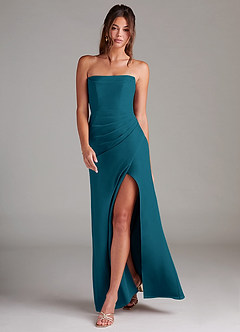 Azazie Leonis Bridesmaid Dresses Ink Blue Sheath Strapless Chiffon Convertible Dress image7