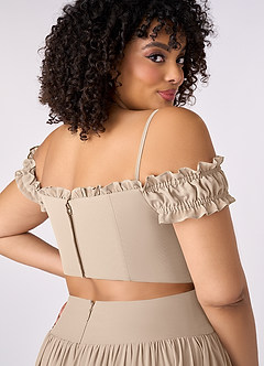Barbie ♥ Azazie Bridesmaid Dresses Taupe A-Line Off the Shoulder Chiffon Convertible Dress image13