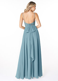 Azazie Gracie Bridesmaid Dresses Moody Blue A-Line Pleated Chiffon Dress image3