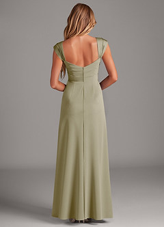 Azazie Laila Bridesmaid Dresses Moss Green A-Line Pleated Stretch Satin Dress image2
