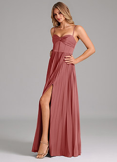 Azazie Akiko Bridesmaid Dresses Antique Rose A-Line Sweetheart Neckline Stretch Satin Dress image6