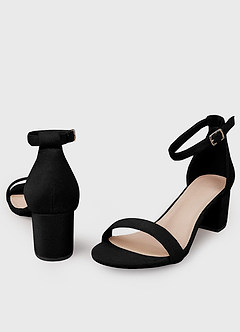 front Buckle Block One-Strap Heel Sandals