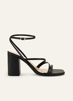 front Ankle Strap Block Heel Sandals