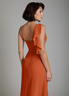 Azazie Jayden Brautjungfernkleider A-Linie Seitliche Cut-Outs Chiffon Kleid Gebranntes Orange image4