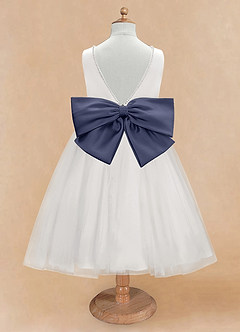 Azazie Seline Flower Girl Dresses Ivory Stormy A-Line Bow Tulle Dress image7