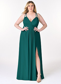 Azazie Farren Bridesmaid Dresses Peacock A-Line Pleated Chiffon Convertible Dress image10
