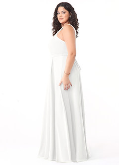 Azazie Dixie Bridesmaid Dresses White A-Line Halter Pleated Chiffon Dress image8