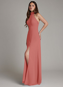 Azazie Myra Brautjungfernkleider Eine Linie Hoher Kragen Chiffon Kleid Antike Rose image5