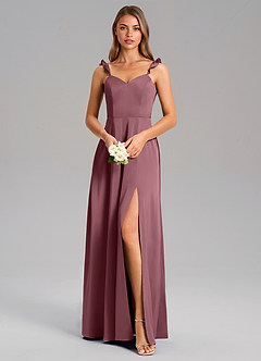 Azazie Everett Brautjungfernkleider A-Linie Stretch-Satin Kleid Wüstenrose image5