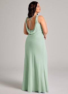 Azazie Rylina Bridesmaid Dresses Agave Mermaid Pleated Chiffon Dress image8