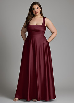 Azazie Azaria Bridesmaid Dresses Cabernet A-Line Corset Stretch Satin Dress image9