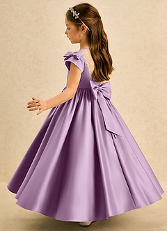 Azazie Toffee Flower Girl Dresses Wisteria Ball-Gown Bow Matte Satin Dress image5