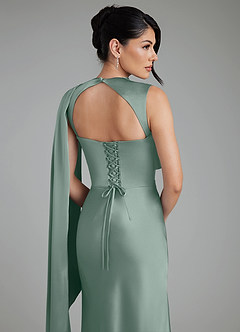 Azazie Taj Bridesmaid Dresses Silver Sage Mermaid Corset Stretch Satin Dress image9