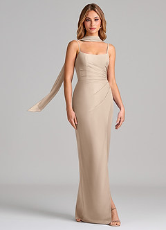 Azazie Calandra Suknie dla druhen Osłona Pofałdowany Szyfon Do ziemi Sukienka image3